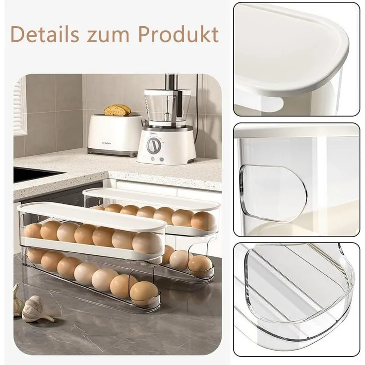 TUWENA Eierkorb 2 Ebenen Automatisch Rollender Eierbehälter, Küchen Organizer für Eier