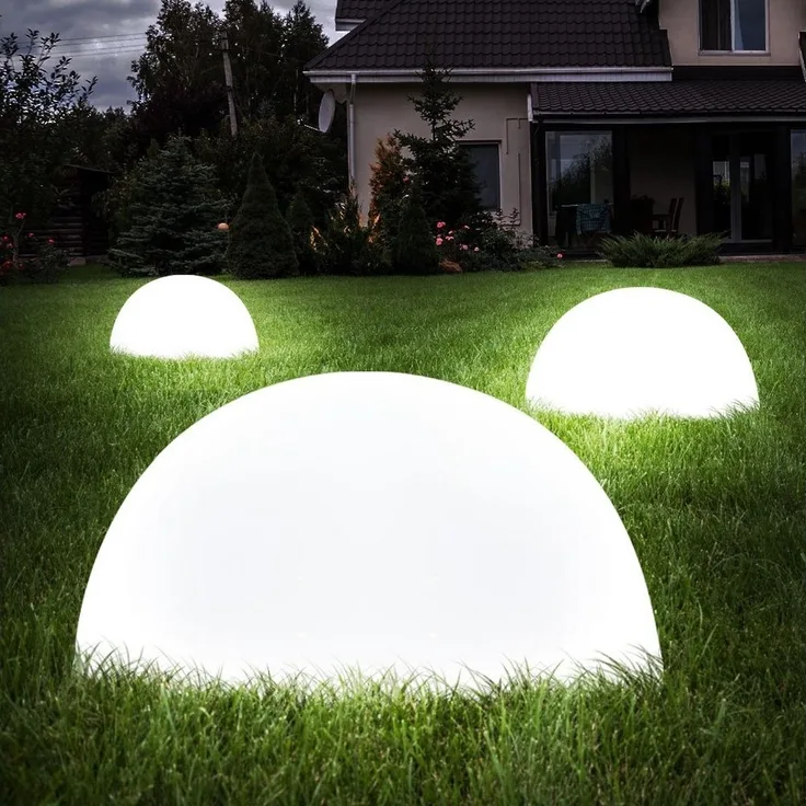 etc-shop LED Solarleuchte, LED-Leuchtmittel fest verbaut, 3er Set LED Wand Boden Solar Außen Leuchten Halb-Kugel Garten