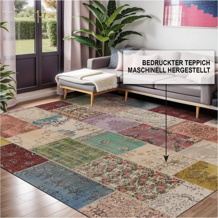 Bamyum Teppich AFRA Teppich mit Chenille-Druck, Waschbarer, Antibakteriell Teppich – Bild 2