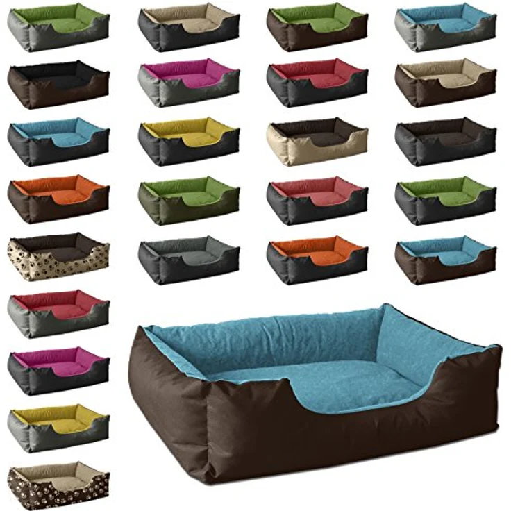 BedDog 'LUPI' Hundebett, waschbar, mit Rand, Cordura / Microfaser-Velours, MOUNTAIN-BLUE (braun/blau), L 70 x B 55 x H 18 cm – Bild 6