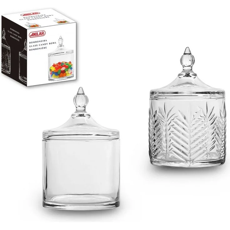Annastore Vorratsglas 2-tlg. Set Glasschale mit Deckel Bomboniere Konfektschale, (2-tlg), H 15 cm, Schale aus Glas mit Deckel