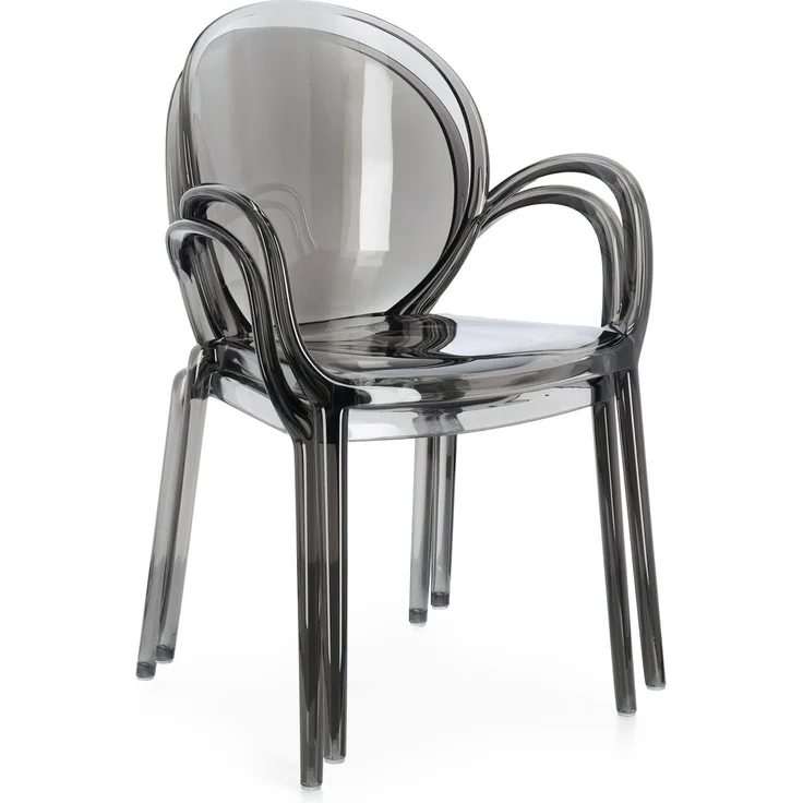 Gartenstuhl Camilla 4er-Set Kunststoff, modern stapelbar, mit Armlehne, grau, für innen und außen – Bild 3