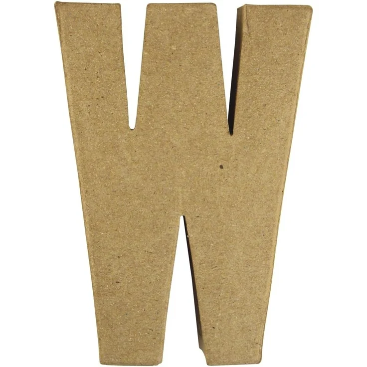 Pappmaché Buchstabe W FSC Recycled100%, 15x10,5x3cm