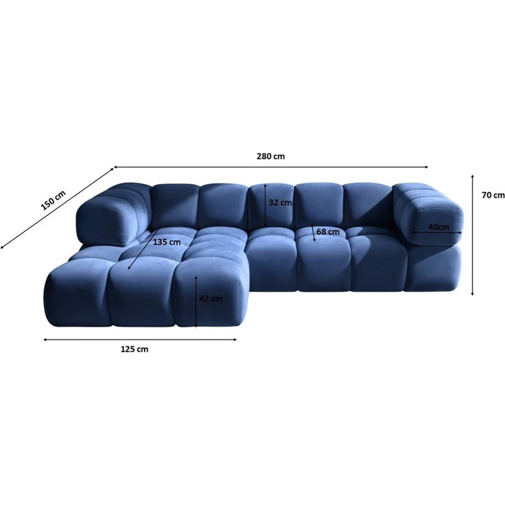 Kaiser Möbel Ecksofa luxuriöses Velours-Sofa im Stoff Bluvel modernes AVERRO, Premium-Velours Bluvel,Weiche abgerundete „Bubble“-Formen – Bild 3