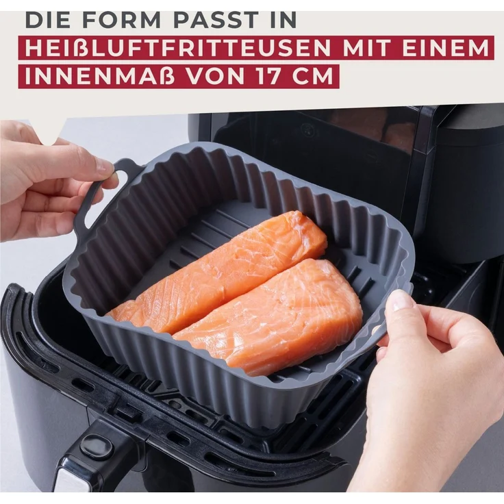 FACKELMANN Silikonform Silikon-Backform, Heißluftfritteusen-Einsatz, Antihaft-Backhilfe – Bild 3