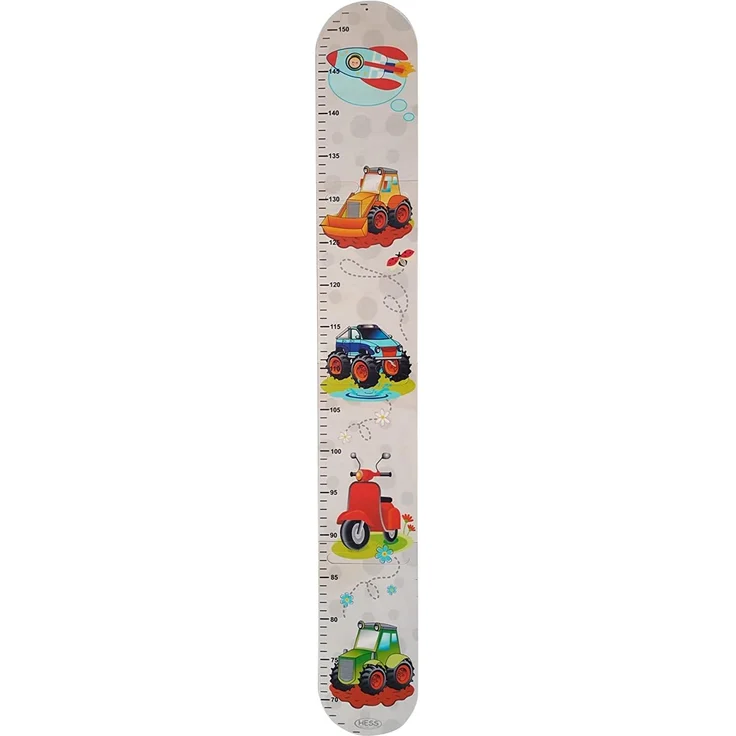 Hess Holzspielzeug 14601 - Messlatte aus Holz für Kinder, Serie Fahrzeuge, handgefertigt, 4 teilig, geeignet für eine Körpergröße von ca. 66 bis 152 cm – Bild 1