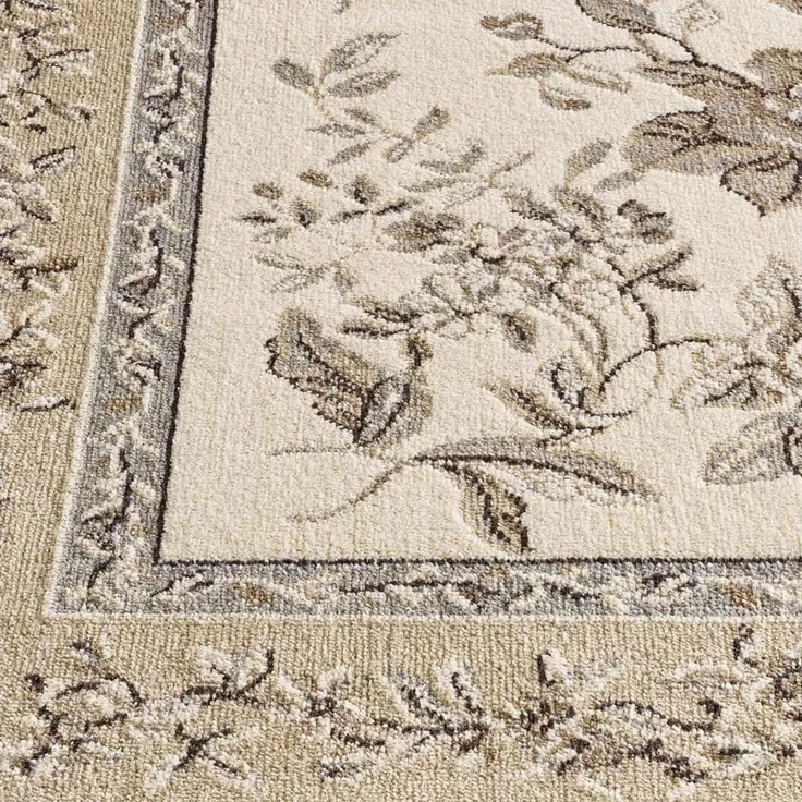 TaraCarpet Teppich Palazzo Royal Antique Roses Bordüre, rechteckig, Höhe: 6 mm, Bordüre Seiden Optik B.grau Wohnzimmer Schlafzimmer Esszimmer 135x195 – Bild 4
