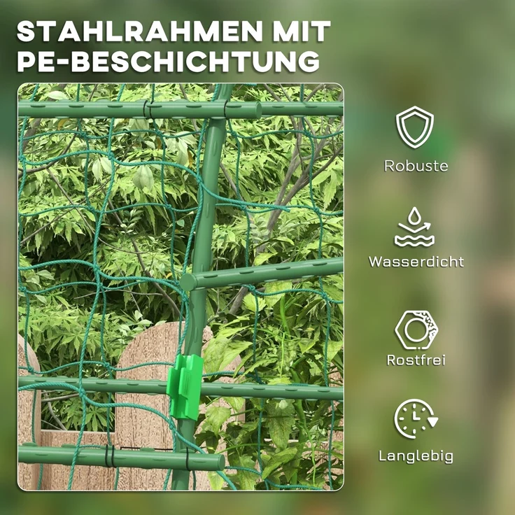 Rankgitter Rankhilfe für Kletterpflanzen verstellbares Spalier Pflanzengitter mit Netz Pflanzengerüst für Garten Balkon Stahl grün 144 x 167 x 206 cm--Grün--167x144x206cm--YOUDENOVA – Bild 6