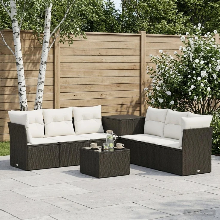 vidaXL Sofa Set 8 stk. Schwarz und Cremeweiß 55 x 55 x 37 cm 3448261 – Bild 1