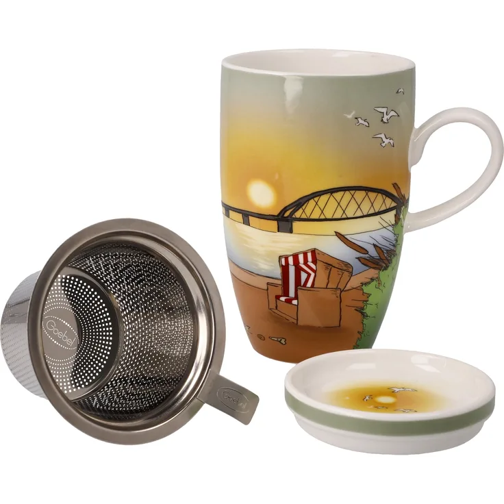 Goebel Teetasse mit Deckel und Sieb Seaview, Scandic Home, Fine Bone China, Bunt, 0. 45 L, 23102191