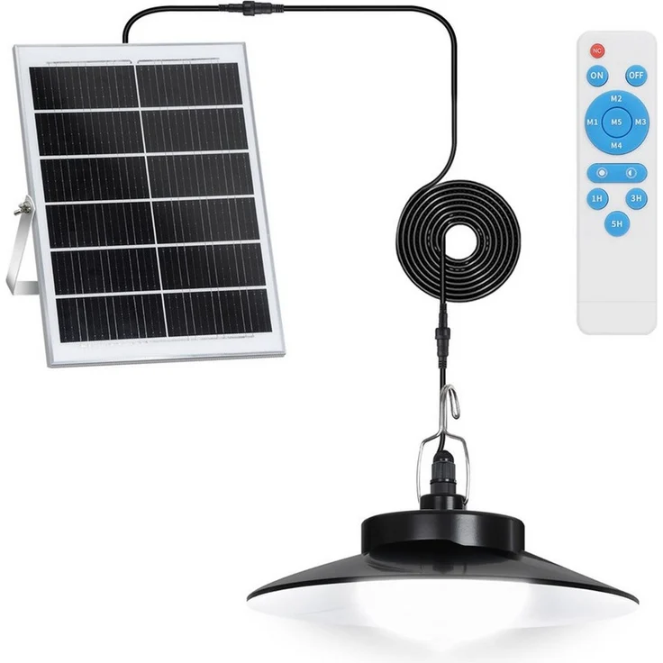 Lapamax LED Solarleuchte für Außen Hängend mit Fernbedienung, Wasserdichte IP65, Bewegungsmelder mit Fernbedienung, weiß, Dimmbare&Zeitgesteuerte, 5m Kabel für Garten Balkon Pavillon – Bild 1
