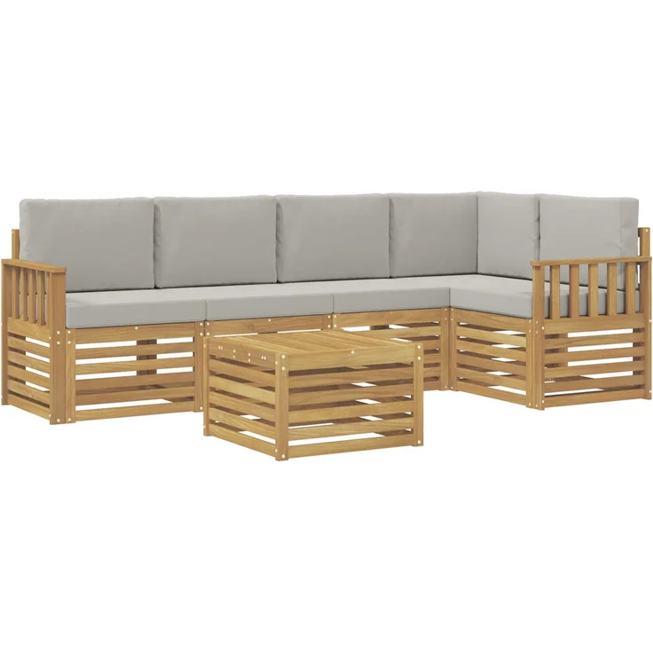vidaXL Outdoor-Sofagarnitur 6 stk. 5-Sitzer Weiß und Hellgrau 3391866 – Bild 2