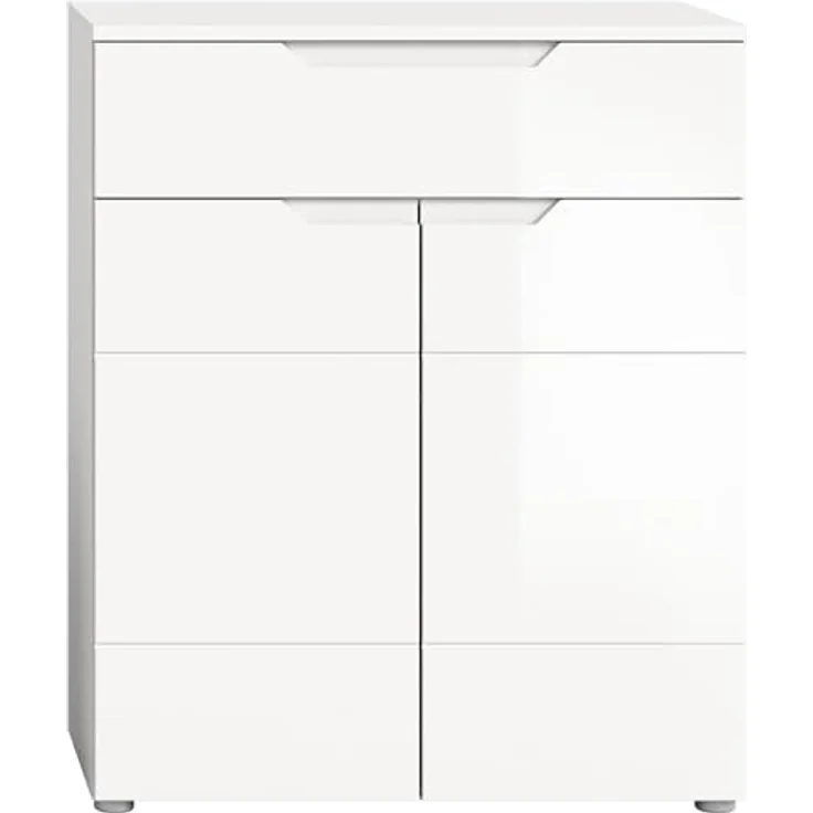 xonox. home Garderobe Solero X7WA9603 Schuhkommode Beistellschrank Schrankkommode Stauraummöbel in Weiß Nachbildung und weiß Hochglanz tiefzieh, ca. B/H/T: 80 x 97 x 37 cm – Bild 5