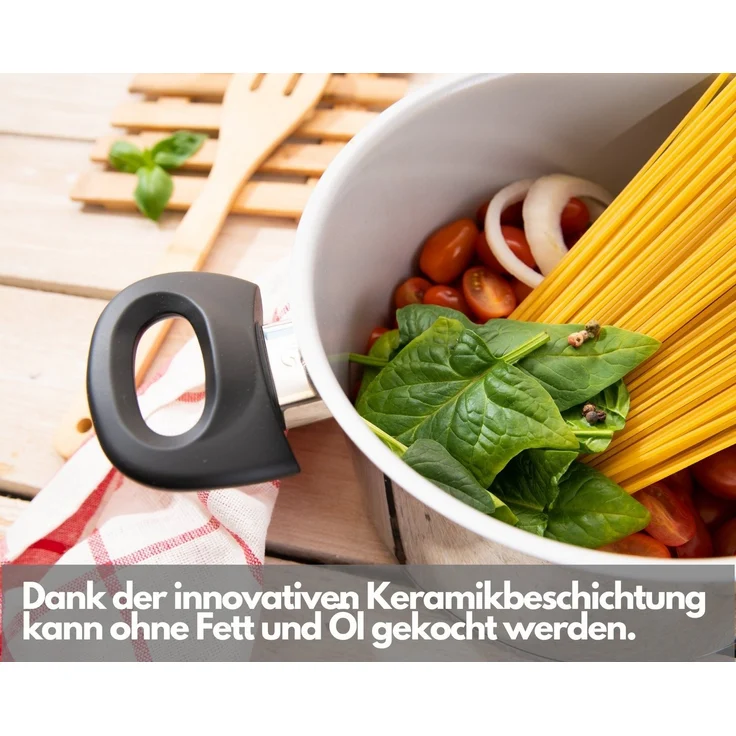 Genius Kochtopf Cerafit Steel Topf 24 cm Edelstahl, Aluminium (1 Topf 1 Deckel) – Bild 2