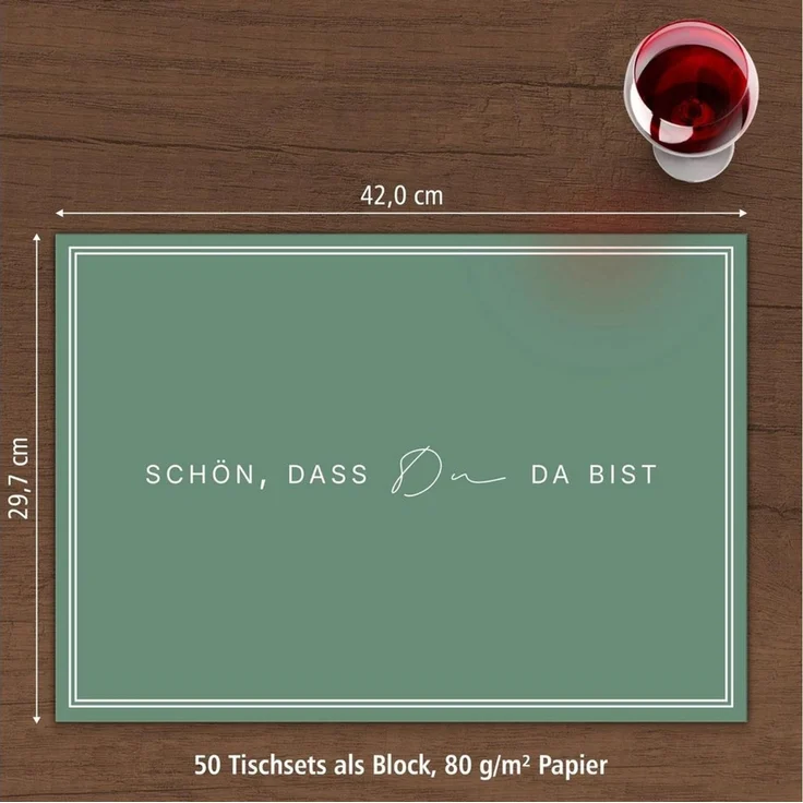 itenga Platzset ITENGA Tischset A3 Schön dass du da bist V3 salbei grün – Bild 1
