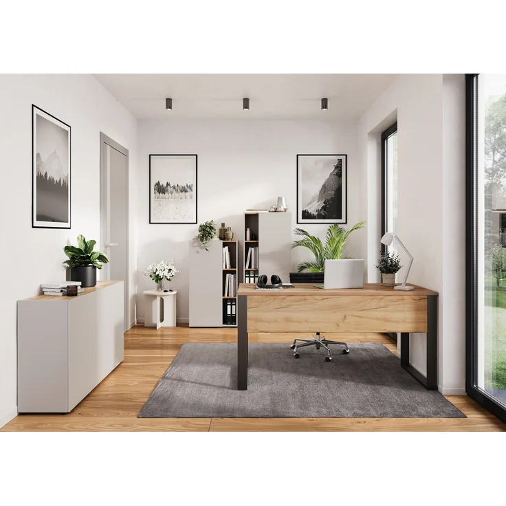 Germania Aktenschrank 2233-605 GW-Adrano, in Kaschmir/Navarra-Eiche-Nb, grifflose Optik, 61 x 145 x 34 cm (BxHxT) – Bild 4