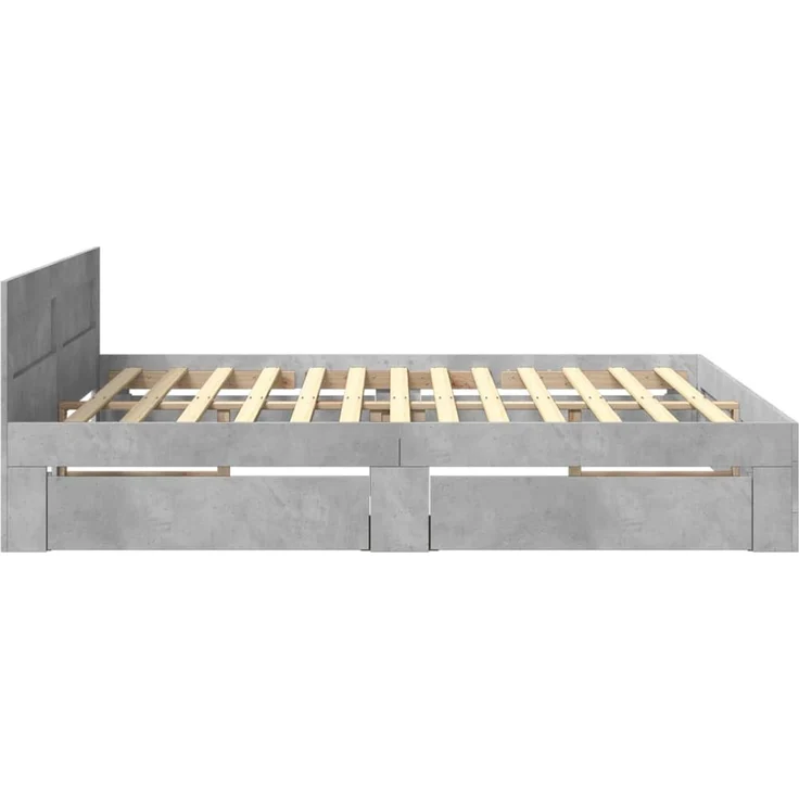 vidaXL Bettgestell mit Kopfteil Betongrau 200x200 cm Holzwerkstoff 3295537 – Bild 5