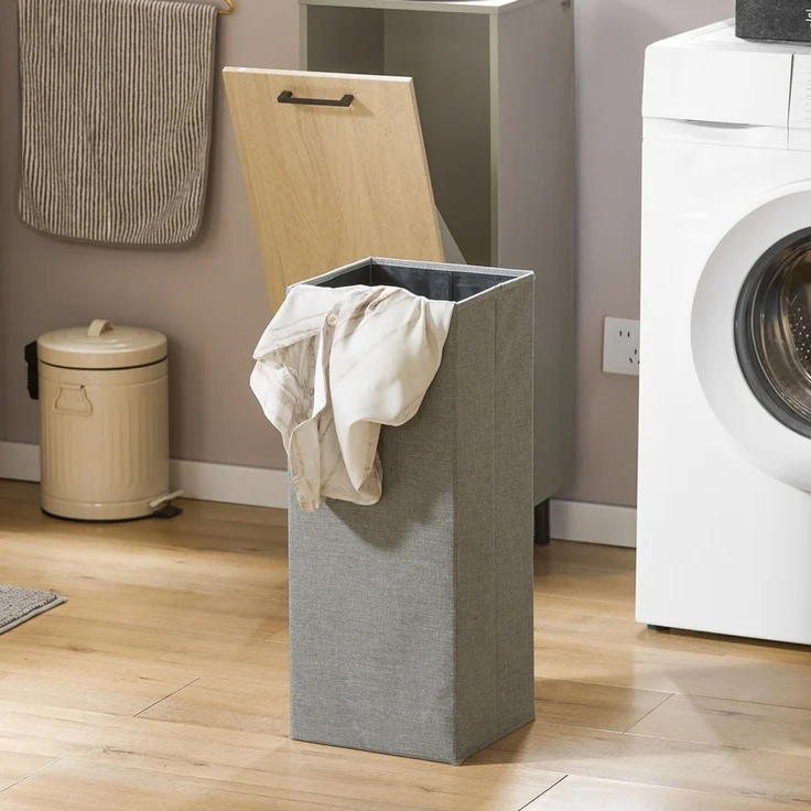 SoBuy BZR132-NG Wäscheschrank, Spanplatte, Melamin, Helle Eiche, 31,5 x 86 x 30 cm – Bild 4