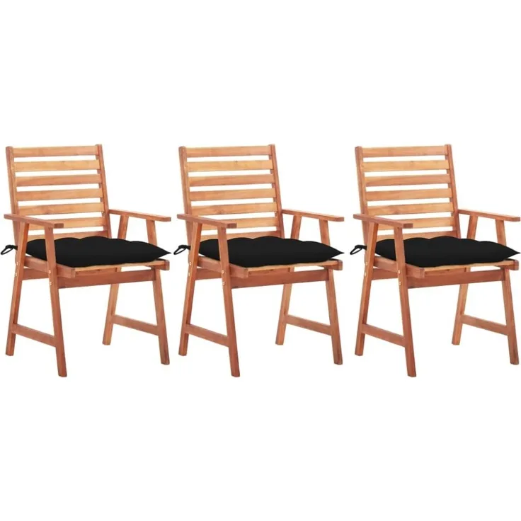 vidaXL Garten-Essstühle 3 Stk. mit Kissen Massivholz Akazie 3064369