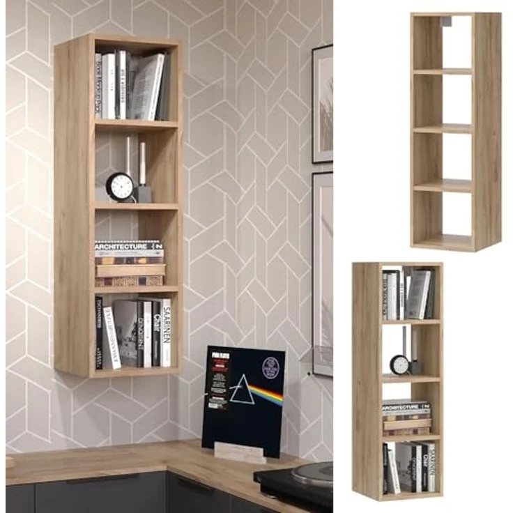 Wandregal Wido Anthrazit 30 x 100 cm mit 4 offene Ablagen Vicco – Bild 4