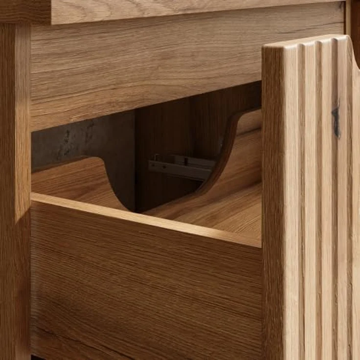 Lomadox Waschbeckenschrank NEWPORT-56-EVOKE 60 cm breit mit 2 Schubladen, Eiche mit gerillter Front – Bild 3