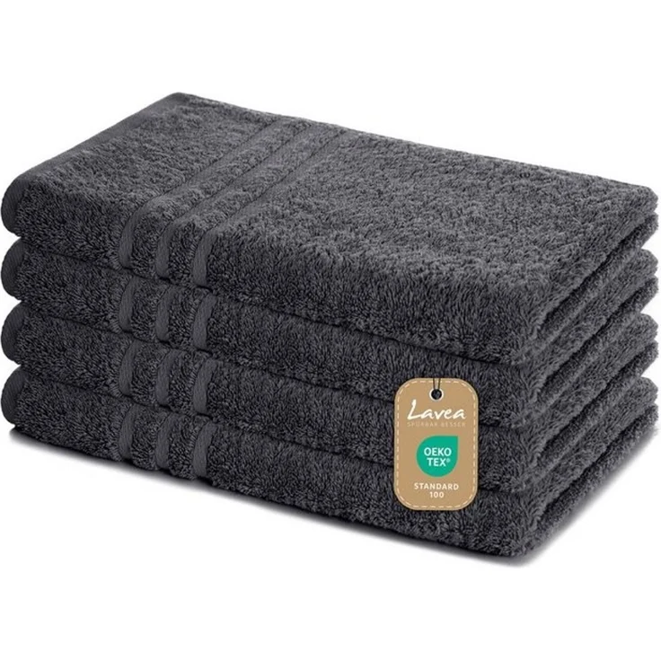 Lavea 4er Set Handtuch 50x100 cm, Frottierserie Elena, Anthrazit – Bild 4