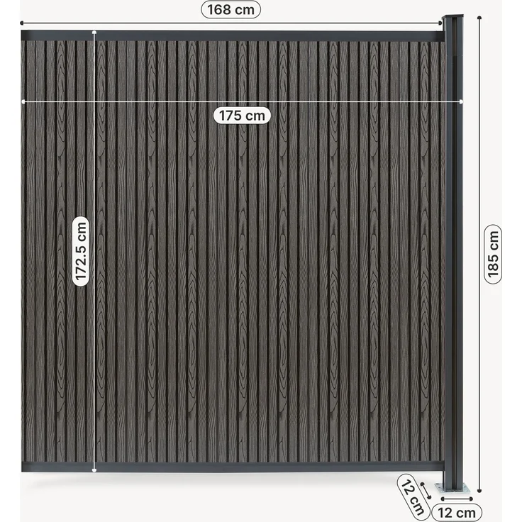 Gartenzaun Erweiterungsmodul Grassano mit 1 Pfosten 185x175 cm WPC Grau [neu. holz] – Bild 4