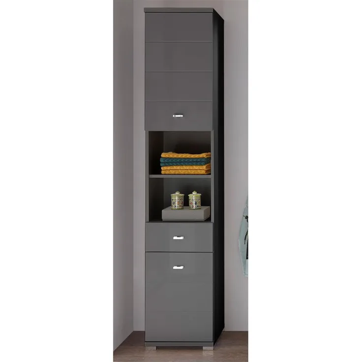 Hochschrank >Peter< in Anthrazit aus MDF - 38x190x30cm (BxHxT)