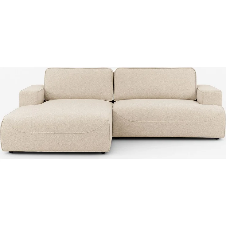 MEBLINI Schlafcouch mit Bettkasten – LUMIERE – 271x195x96cm – Links – Beige Samt - Ecksofa mit Schlaffunktion - Sofa mit Relaxfunktion und Kissen - Couch L-Form – Eckcouch – Bild 1