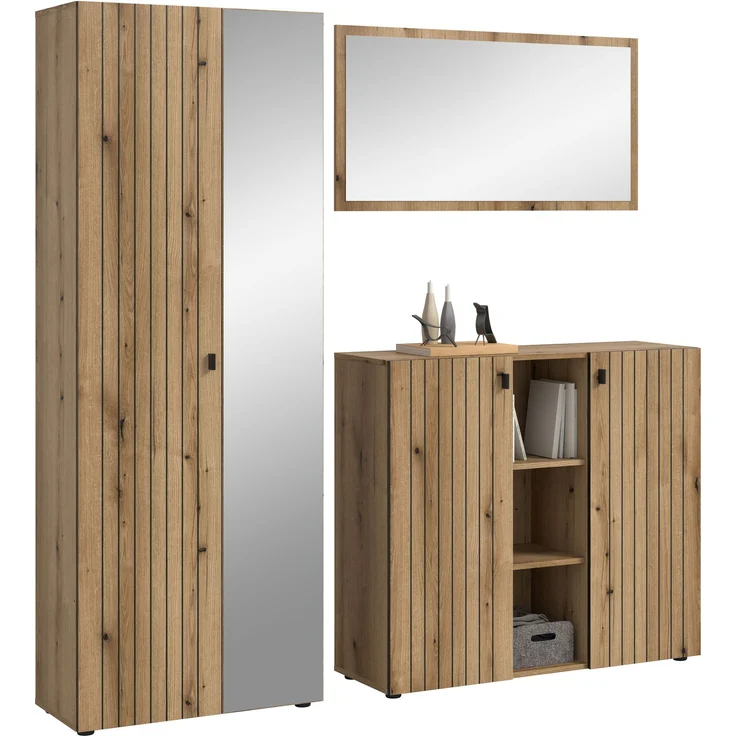 Garderobenkombination (B/H/T: 191x192x37 cm) in Evoke Oak Nachbildung – Bild 1