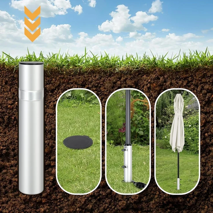 Sekey Schirmhalter Aluminium Sonnenschirmständer für Wäscheständer Gartenschirm Groß, für Stöcke bis Ø 52 mm – Bild 2
