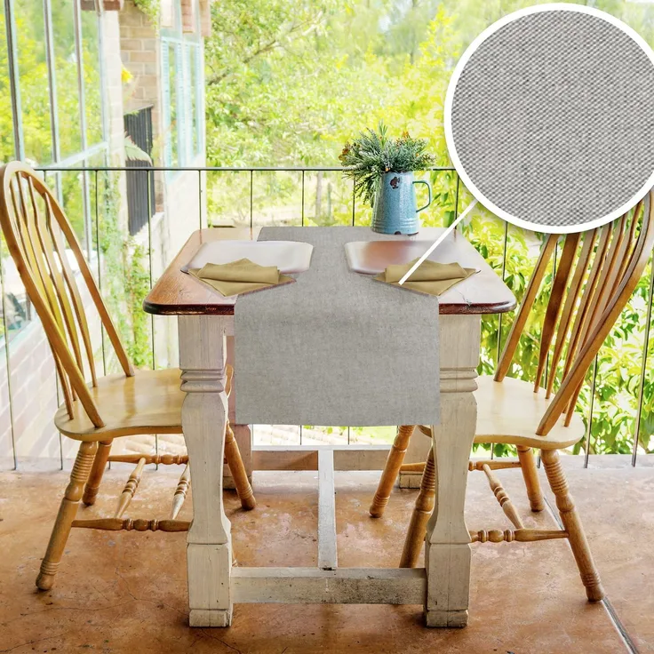 PENSIERI DELICATI Eleganter Moderner Tischläufer, Runner für Tisch 50x140 cm, aus 100 % Reine Recycelte Baumwolle, Garngefärbt, Herzstück für Drinnen und Draußen, Einfarbig Grau, Made in Italy