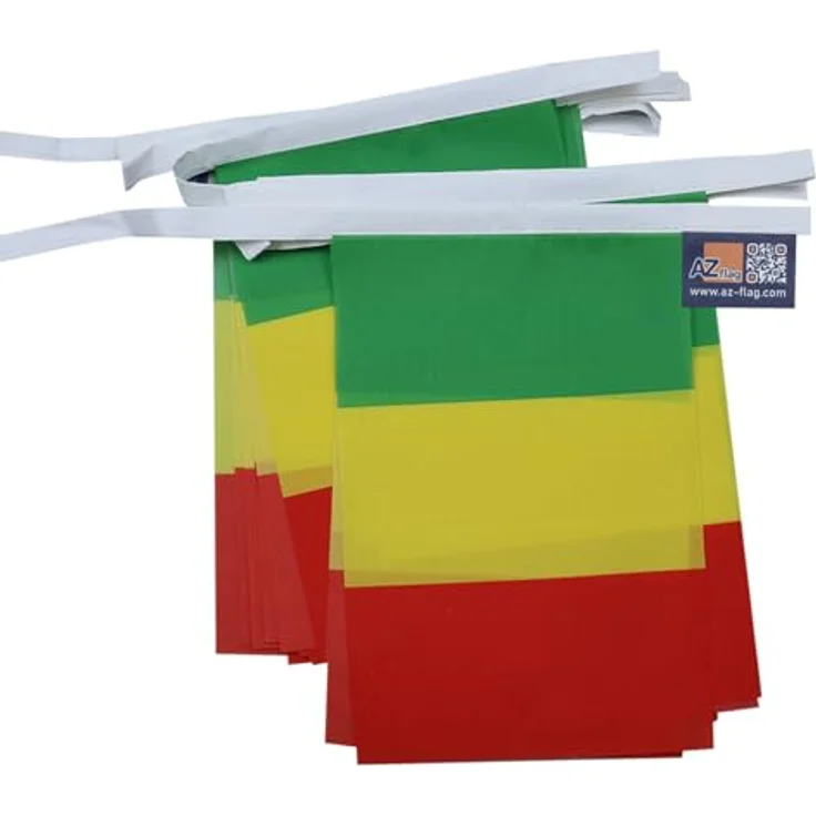 AZ FLAG - Fahnenkette Guinea 6 Meter Mit 20 Flaggen - 21x14 cm - Guineische Girlande Flaggenkette 14 x 21 Cm – Bild 7