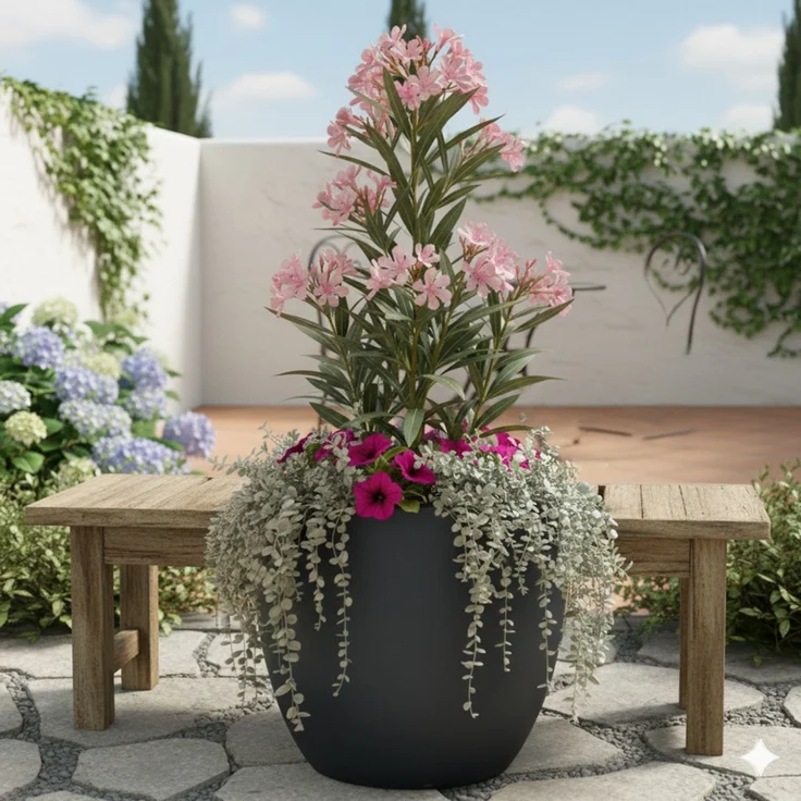 Keramik Blumentopf Eggpot Anthrazit Ø 38cm - Frostfest Pflanzkübel Grau Rund – Bild 6