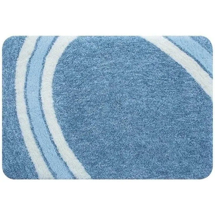 Spirella Badteppich Badematte Duschvorleger Mikrofaser Hochflor | flauschig | rutschhemmend | geeignet für Fußbodenheizung | 55x55 cm | Blau