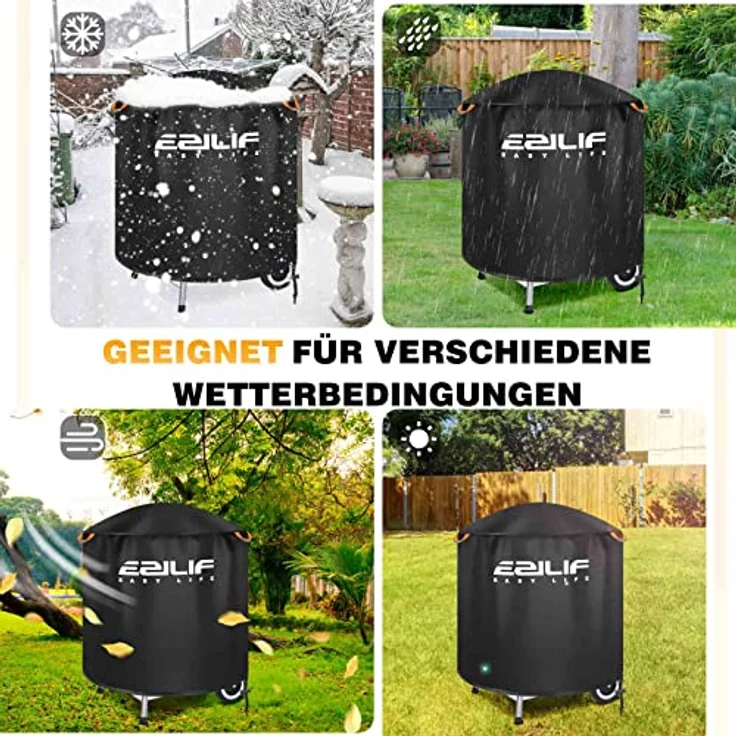 EZILIF Grillabdeckung Wetterfest Kugelgrill Abdeckung 210D Oxford-Stoff Grill Abdeckhaube Rund mit Reflexstreifen Abdeckhaube Gasgrill Grillhaube BBQ Cover für Weber, Brinkmann, Char Broil (Φ79x68 cm) – Bild 8