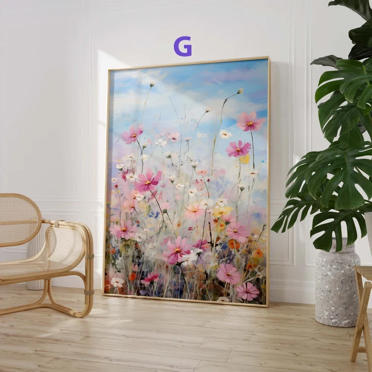 Blumen Poster · Geschenkidee · Bunte Wildblumen · Florale Aquarellmalerei · Vintage Stil · Dekoprint ohne Rahmen - G / 30x40 cm