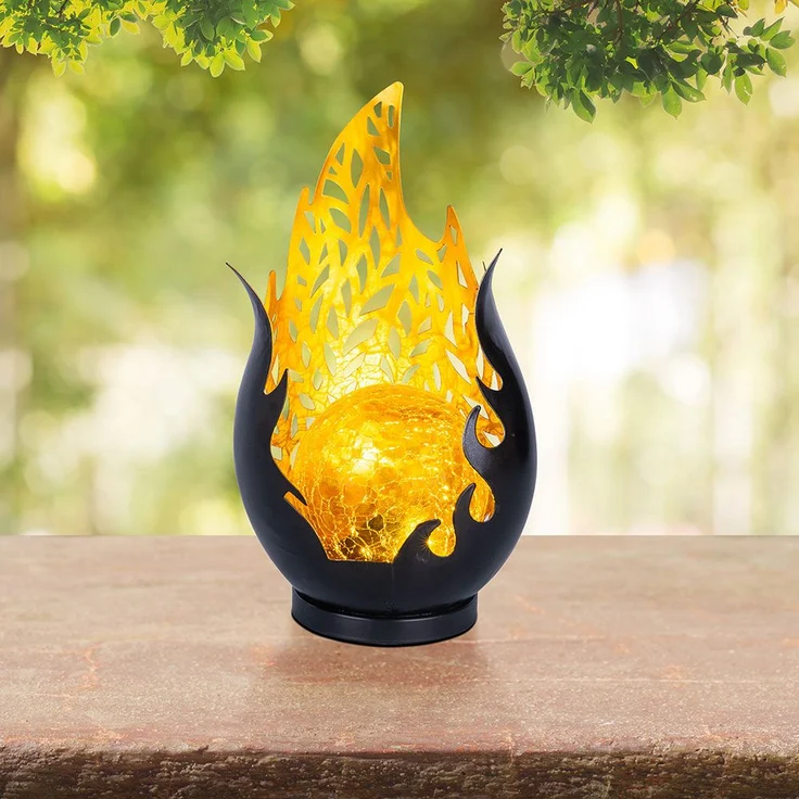 2x LED Solarleuchte, Wetterfest, schwarz, gold, Akku, H 26,5cm – Bild 8