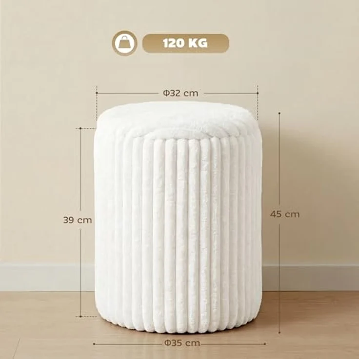 HOMCOM Sitzhocker Runder Polsterhocker (Set, 1 St, Hocker mit Stauraum), mit Stauraum, als Couchtisch nutzbar – Bild 3