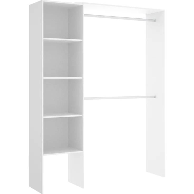 Dmora Großer Kleiderschrank Acquata, Struktur für begehbaren Kleiderschrank, offener Kleiderbügel, 140 x 40 x 187 cm, Weiß – Bild 1