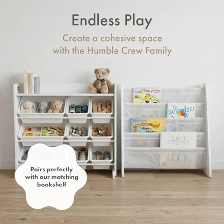 Humble Crew Kinderzimmerregal, Spielzeug-Organizer mit Regal und 9 Plastikboxen, Weiß Storage Organizer Einheitsgröße – Bild 9