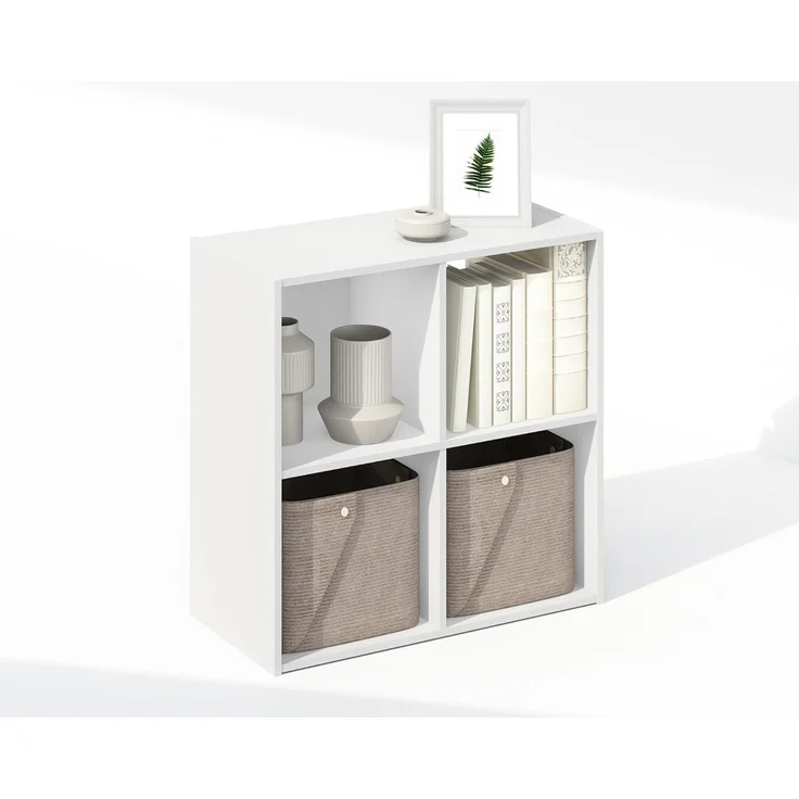Furinno Pelli Kubischer Aufbewahrungsschrank, Bücherregal, 4 Würfel, Weiß – Bild 5