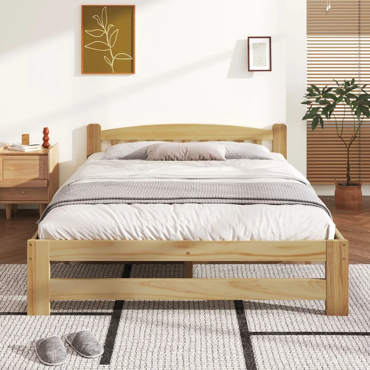 Doppelbett 140x200 cm Futonbett Kiefer Massivholz Naturholz Lattenrost robust Schlafzimmerbett – Bild 3