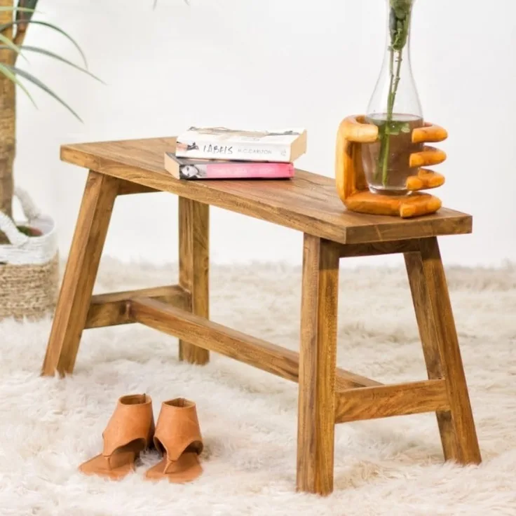 LebensWohnArt Sitzbank Sitzbank RANCH Antik-Natural Mahagoni ca. L90cm