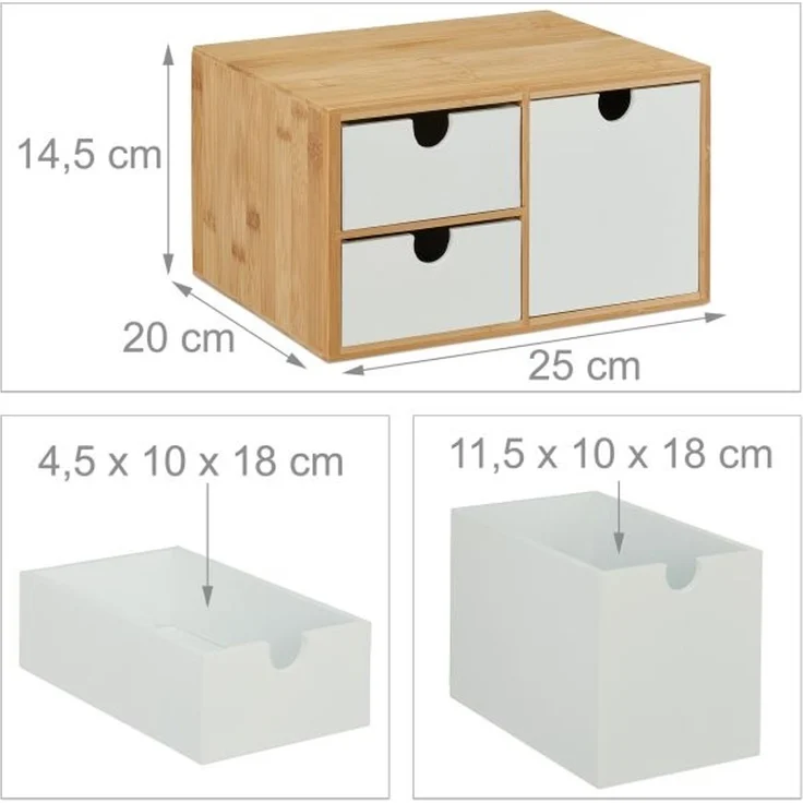 Schubladenbox Bambus & MDF 3 Fächer 10039330 – Bild 4