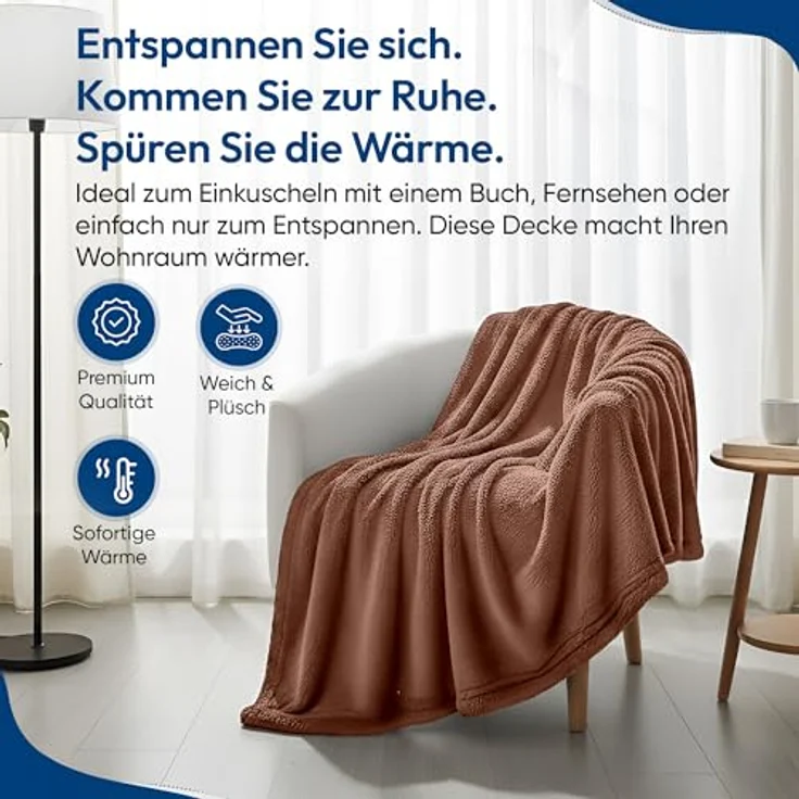 Wohndecke FELUNA Coral Fleece Kuscheldecke XXL – Superweicher Cashmere-Touch, Feluna, Tagesdecke Kaschmir-Touch 220 x 200 cm – Bild 7