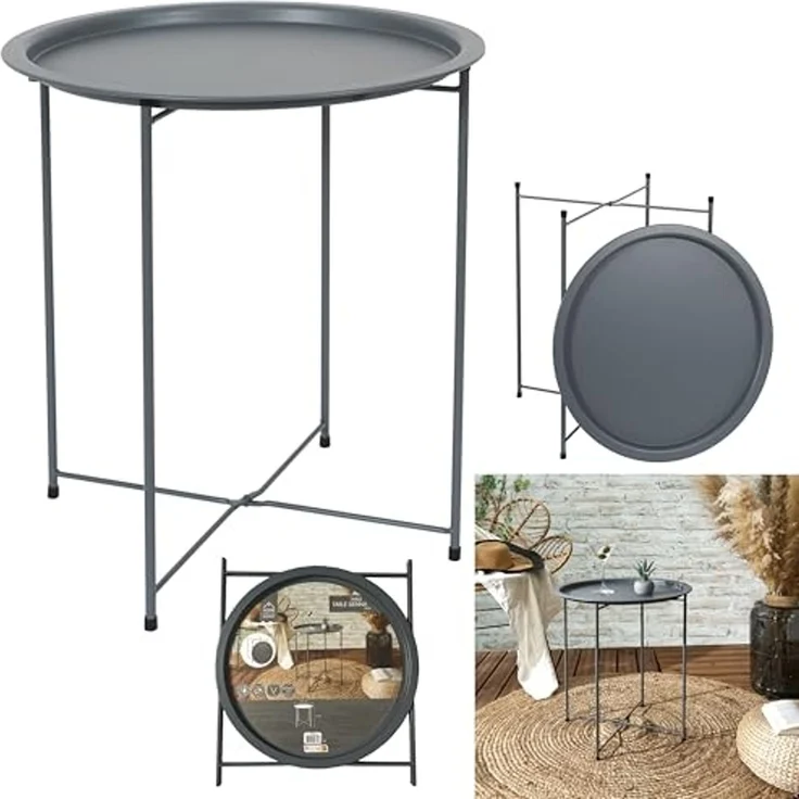HOME DECO FACTORY, HDO0051, Sienna Grey Modelltisch, Beistelltisch, Möbel, Gartenmöbel, Tisch für den Außenbereich, 47 x 50 x 47 cm, zum Zusammenbauen, Grau – Bild 3