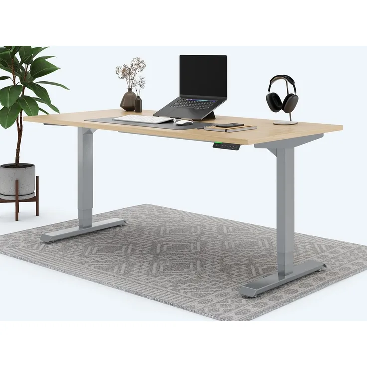 Desktopia Pro X - Elektrisch höhenverstellbarer Schreibtisch / Ergonomischer Tisch mit Memory-Funktion, Ahorn, Gestell Grau, 180x80 cm