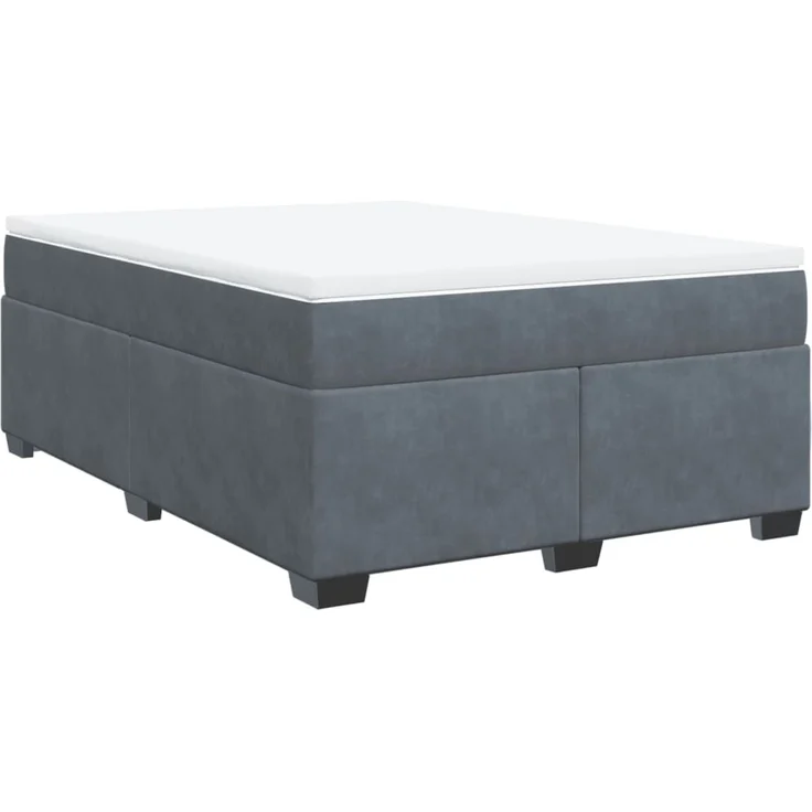 vidaXL Boxspringbett mit Matratze Dunkelgrau 140x200 cm Samt 3285288 – Bild 2