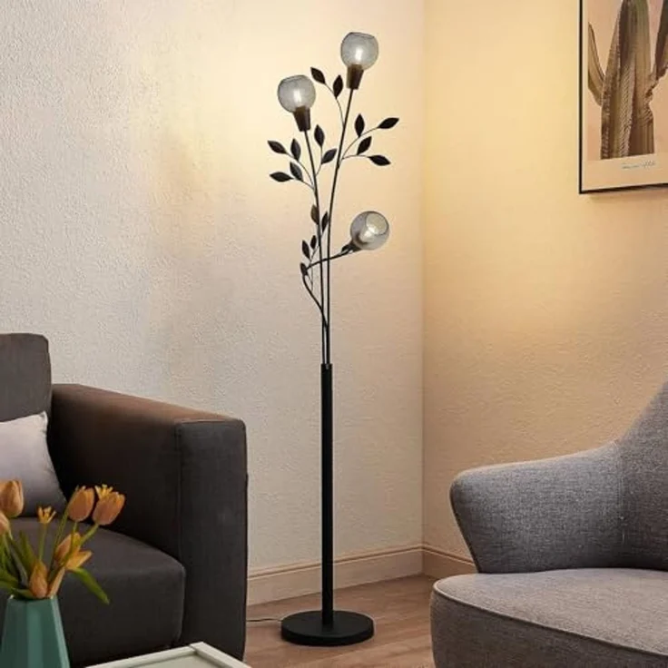 Lindby Stehlampe Kanye, Metall, Schwarz IP20, 3 x 10 W LED – Bild 2